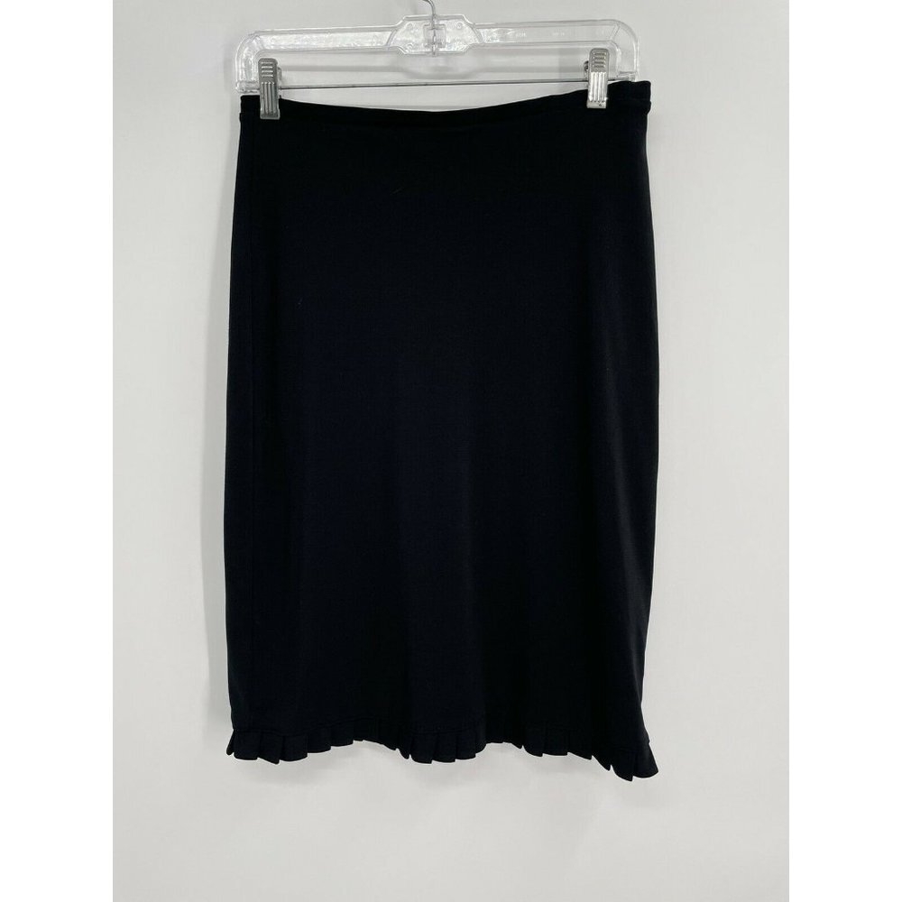 Express Vintage Solid Black Knee Length Skirt Pan… - image 3
